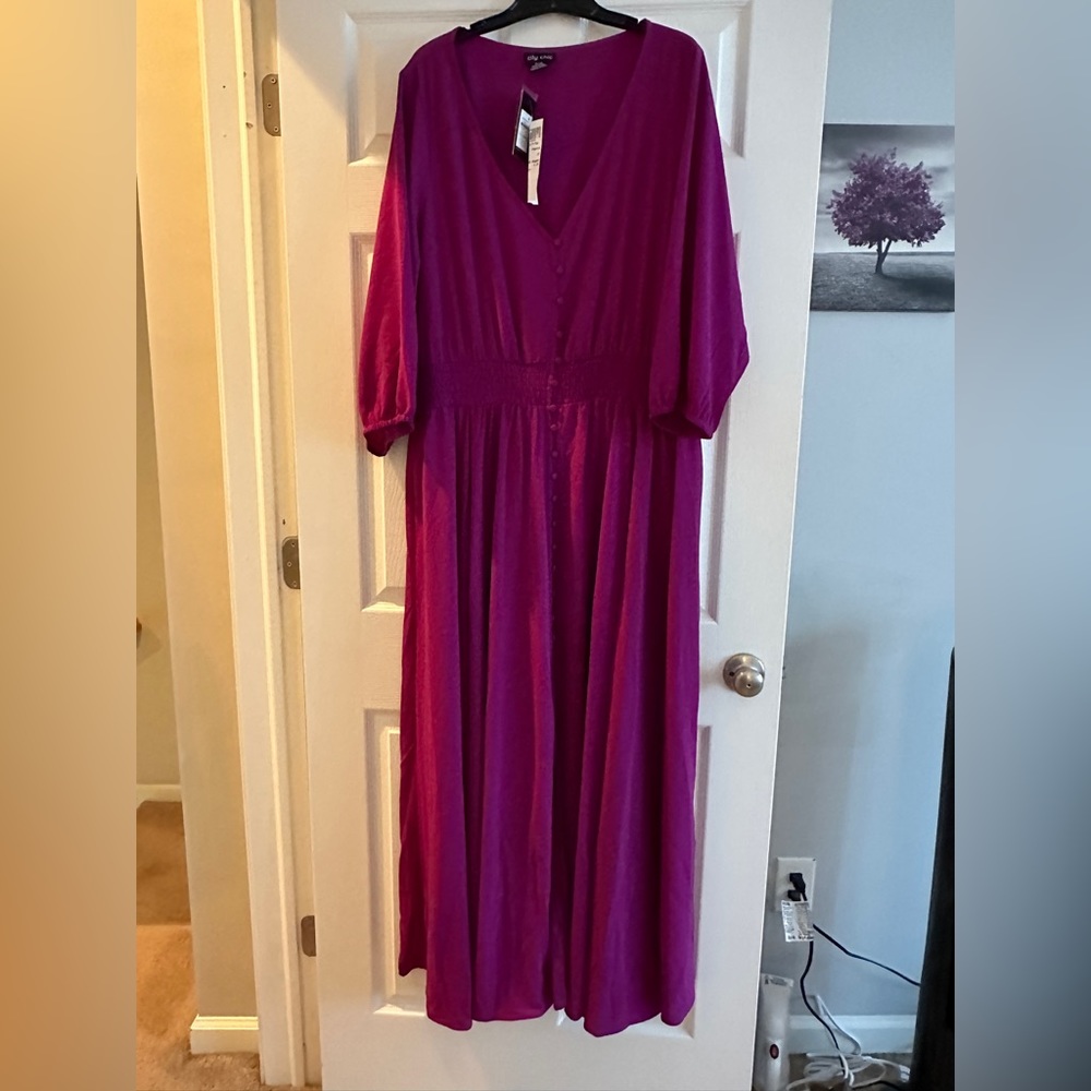 CITY CHIC - NWT - Fuchsia Maxi Dress - Size 22